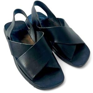 Camper Black Leather Chunky Cross-Straps Sandals size 9